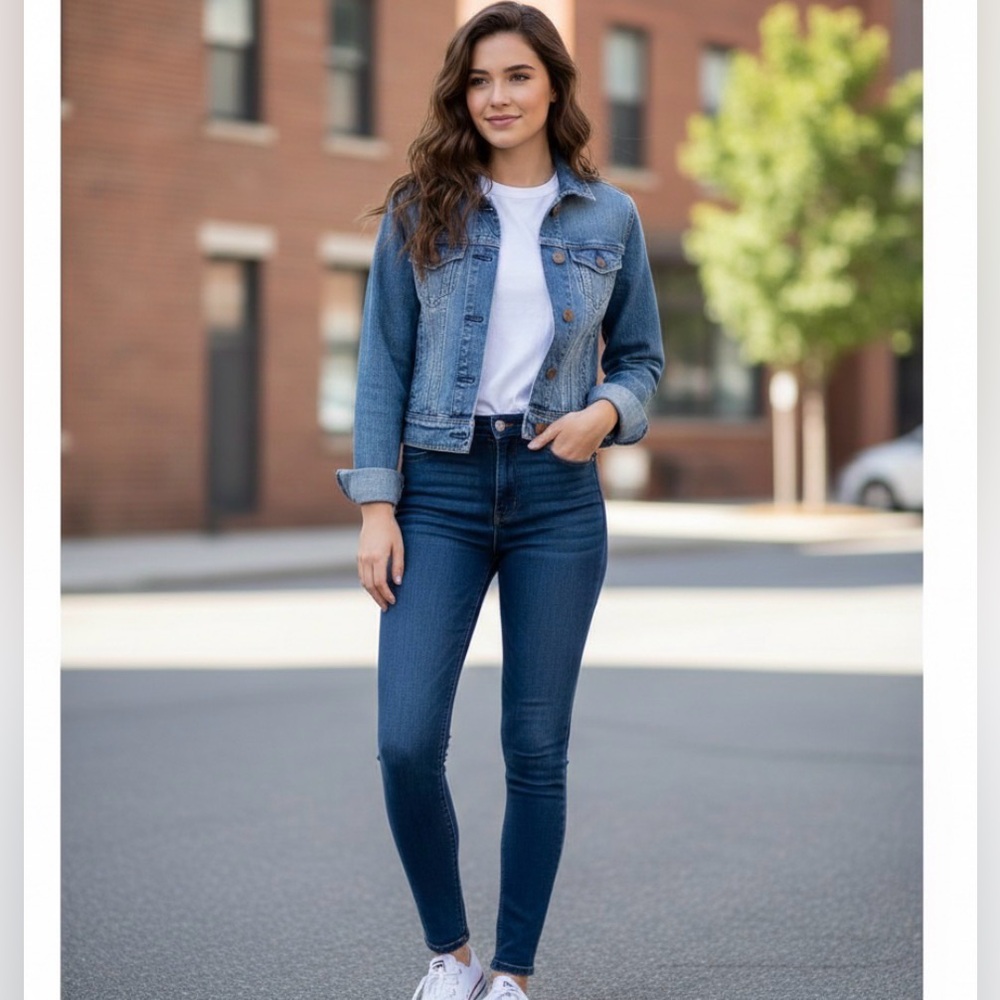 American Eagle Wash Distressed denim jacket